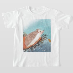 Egel en eerste sneeuwvlokken t-shirt