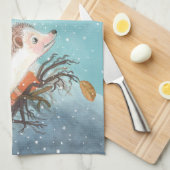 Egel en eerste sneeuwvlokken theedoek (Quarter Fold)