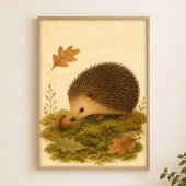 Egel en Eikel Aquarel Whimsical Poster