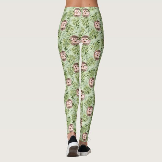 Egel en groene bladeren leggings (Achterkant)