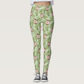 Egel en groene bladeren leggings (Voorkant)