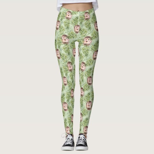 Egel en groene bladeren leggings (Voorkant)
