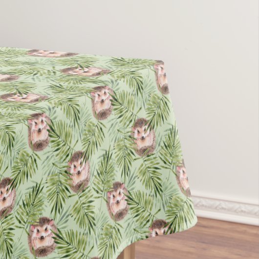 Egel en groene bladeren tafelkleed (Voorbeeld)