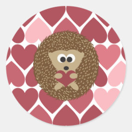 Egel en harten ronde sticker