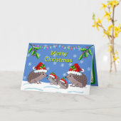 Egel en kinderen Kerstkaart Kaart (Gele Bloem)