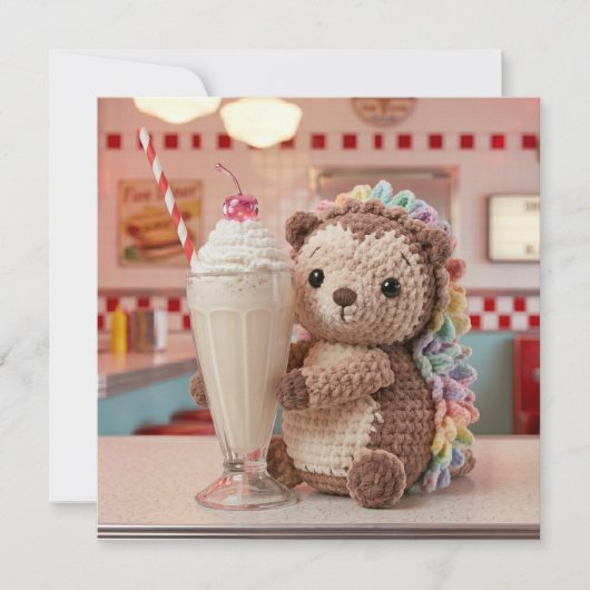 Egel en Milkshake | Blanco Feestdagenkaart (Voorkant)
