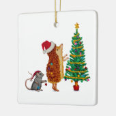 Egel- en muiskerstboom keramisch ornament (Links)