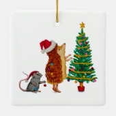 Egel- en muiskerstboom keramisch ornament (Achterkant)