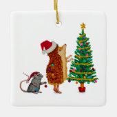 Egel- en muiskerstboom keramisch ornament (Voorkant)