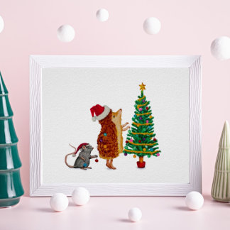 Egel- en muiskerstboom poster