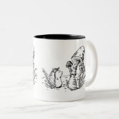 Egel en paddenstoel KunstMok Tweekleurige Koffiemok (Voorkant rechts)