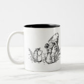 Egel en paddenstoel KunstMok Tweekleurige Koffiemok (Links)
