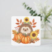 Egel en pompoen thanksgiving kaart (Staand voorkant)