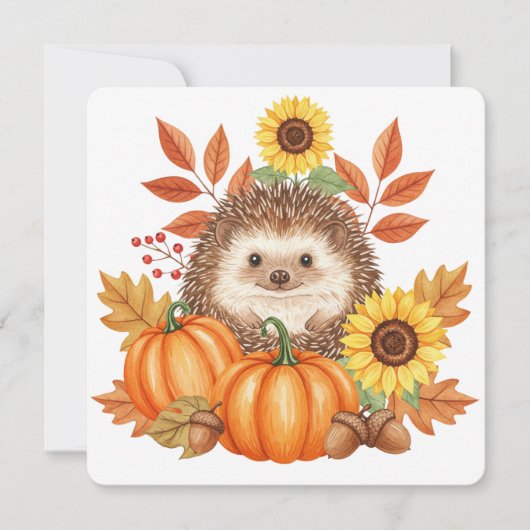 Egel en pompoen thanksgiving kaart (Voorkant)