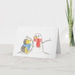 Egel en Snowman Feestdagen Kaart<br><div class="desc">Voor Kerstmis of alleen voor het winterplezier brengen mijn egel en sneeuwman groeten mee!  Handgetrokken en gekleurd.</div>