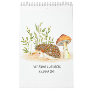 Egel- en waterverf-illustraties 2021 kalender