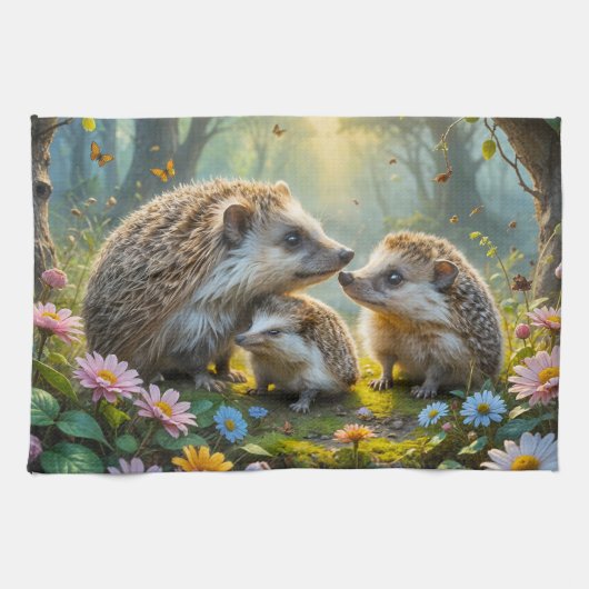 Egel familie keukenhanddoek (Horizontaal)