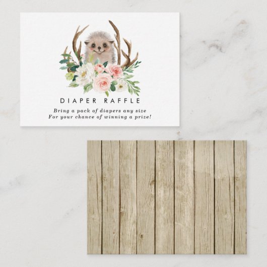 Egel floral Diaper omhullingskaart Raffle Informatiekaartje (Voorkant / Achterkant)