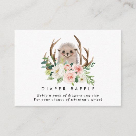 Egel floral Diaper omhullingskaart Raffle Informatiekaartje (Voorkant)