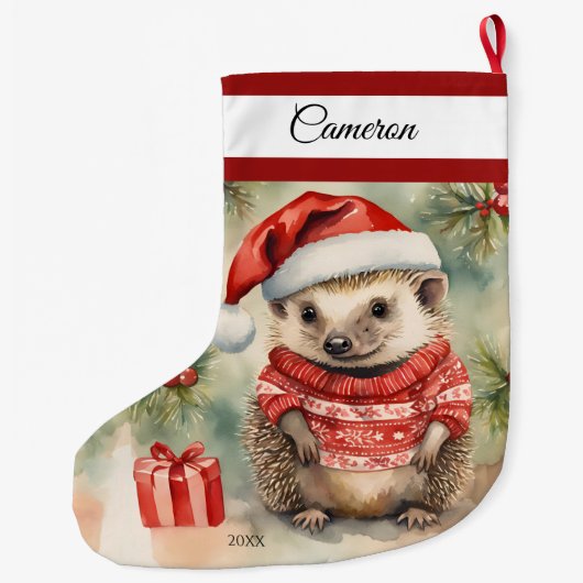 Egel gepersonaliseerde grote kerstkous grote kerstsok (Achterkant)