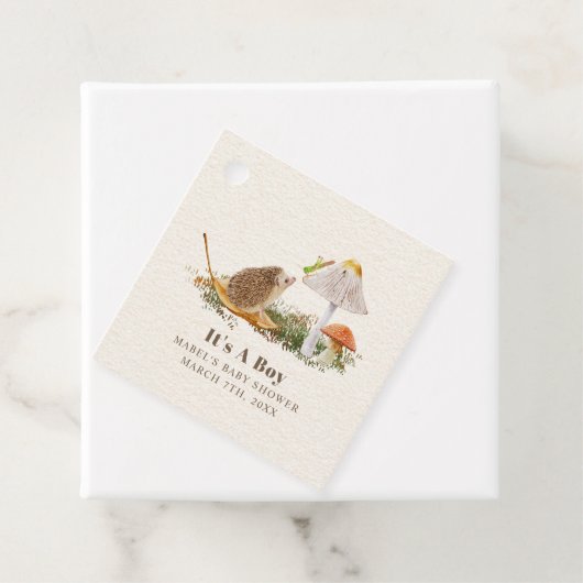 Egel Grasshopper Mushroom Woodland Baby shower Bedankjes Labels (In situ)