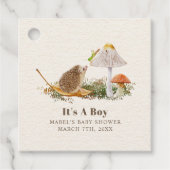 Egel Grasshopper Mushroom Woodland Baby shower Bedankjes Labels (Voorkant)