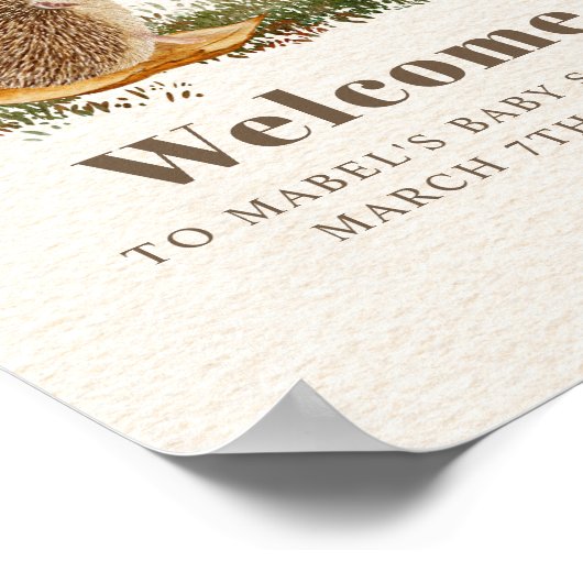 Egel Grasshopper Mushroom Woodland Baby shower Poster (Hoek)