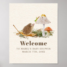 Egel Grasshopper Mushroom Woodland Baby shower Poster