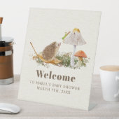 Egel Grasshopper Mushroom Woodland Baby shower Reclamebord Met Voetstuk (Insitu)