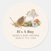 Egel Grasshopper Mushroom Woodland Baby shower Ronde Sticker (Voorkant)