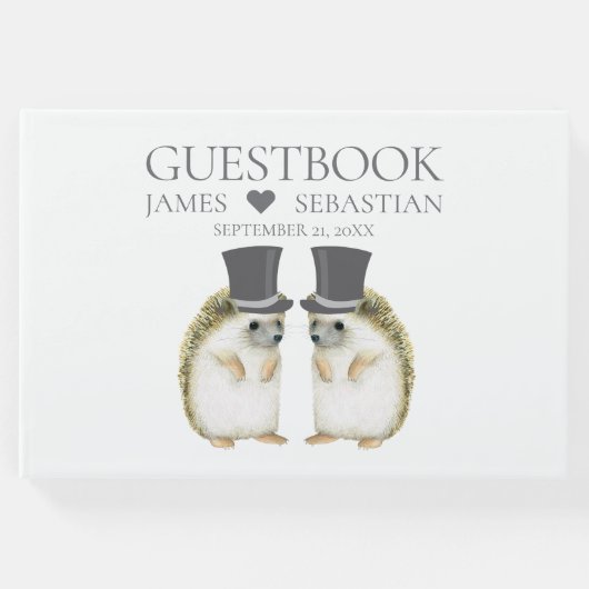 Egel Grooms Cute Gay Couple Weddenschap Gastenboek (Voorkant)