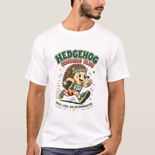 Egel Hardloopclub Cute Mascotte T-shirt (Voorkant)