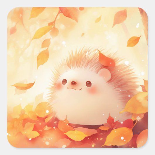Egel Herfst Retreat Vierkante Sticker (Voorkant)