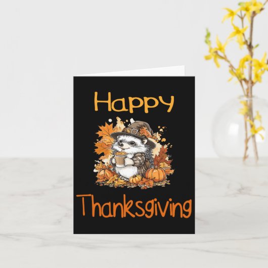 Egel Herfst Thanksgiving Happy Thanksgiving Kaart (Gele Bloem)