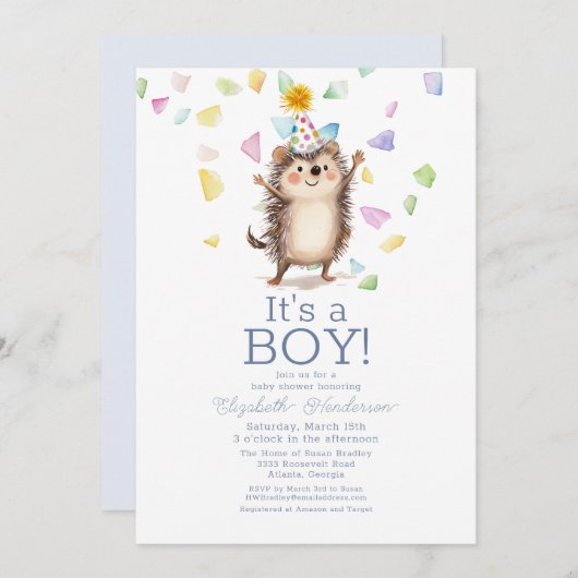 Egel Het is een Baby shower Kaart (Voorkant / Achterkant)