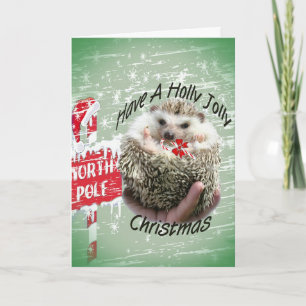 Egel holly jolly xmas feestdagen kaart