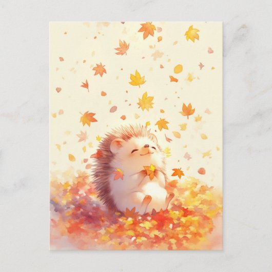 Egel Houder Gele Herfst Esdorenblad Briefkaart (Voorkant)