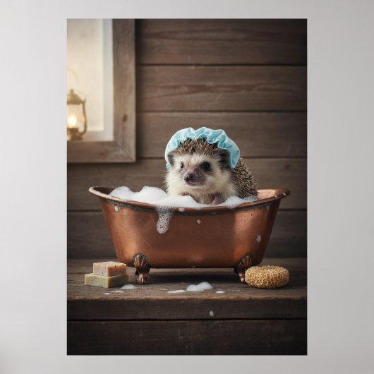 Egel in badkuip poster (Voorkant)