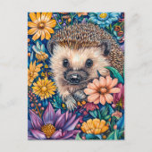 Egel in bloeiend bloembed briefkaart (Voorkant)