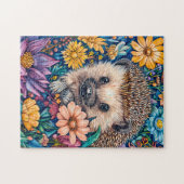 Egel in bloeiend bloembed legpuzzel (Horizontaal)