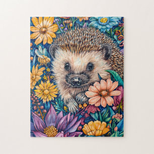 Egel in bloeiend bloembed legpuzzel