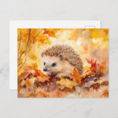 Egel in de herfst laat waterverf schilderen briefkaart (Voorkant / Achterkant)