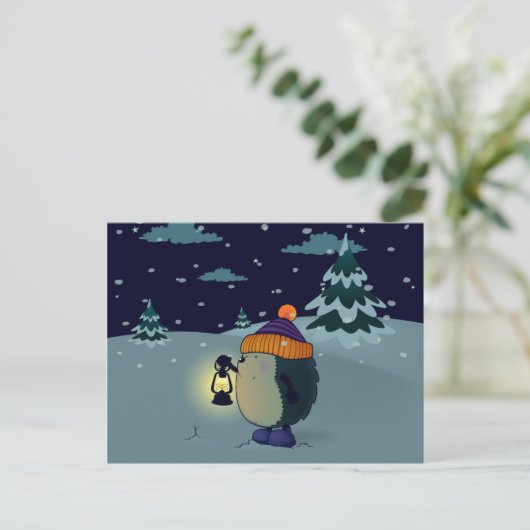 Egel in de nacht briefkaart (Staand voorkant)