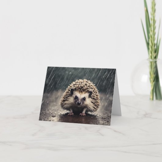 Egel in de regen notitiekaartje (Voorkant)