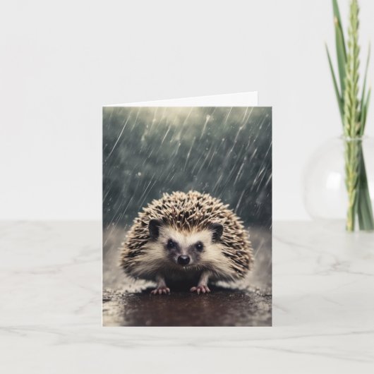 Egel in de regen notitiekaartje (Voorkant)