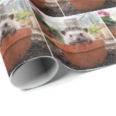 Egel in een Aarden Bloempot Cadeaupapier (Rol Hoek)