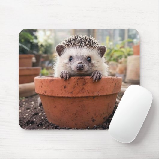 Egel in een Aarden Bloempot Muismat (Met muis)