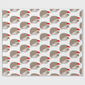 Egel in een kersthat cadeaupapier (Vlak)