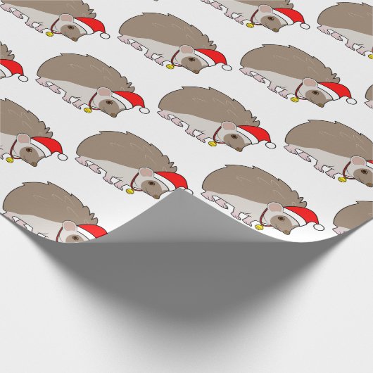 Egel in een kersthat   cadeaupapier (Hoek)