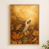 Egel in herfstbladeren Aquarel Poster